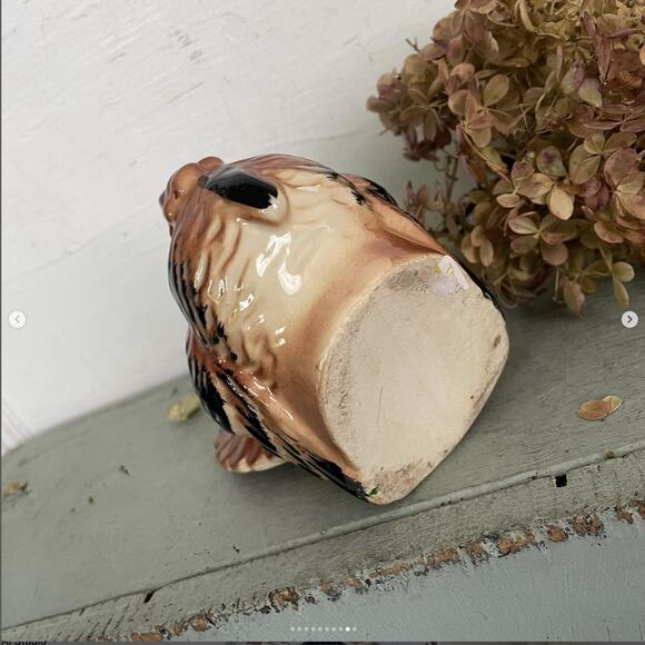 Vintage Turkey Planter Thanksgiving Dinner Table Centerpiece Ceramic Brown Black - Picture 9 of 10